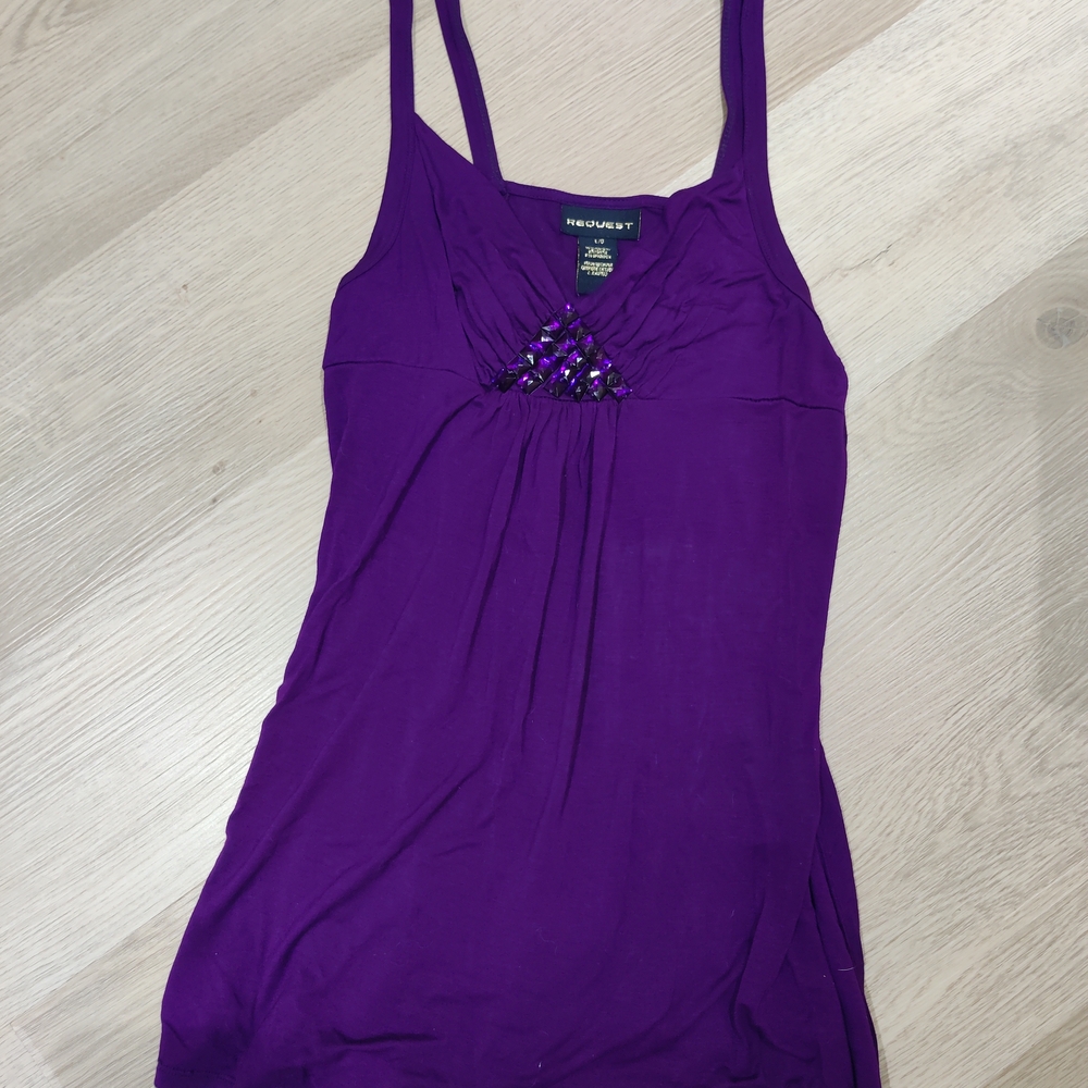 Purple Fitted Embellished Camisole
